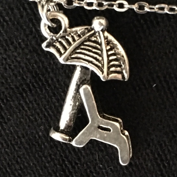 "Tropical Getaway" Handmade Charm Necklace, Beach Ocean Palm Tree Cocktail Sun - Picture 3 of 15